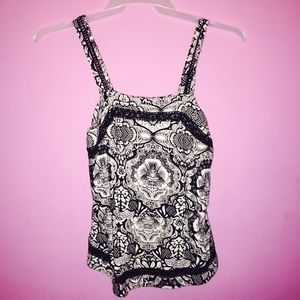 Black and white tribal floral blouse