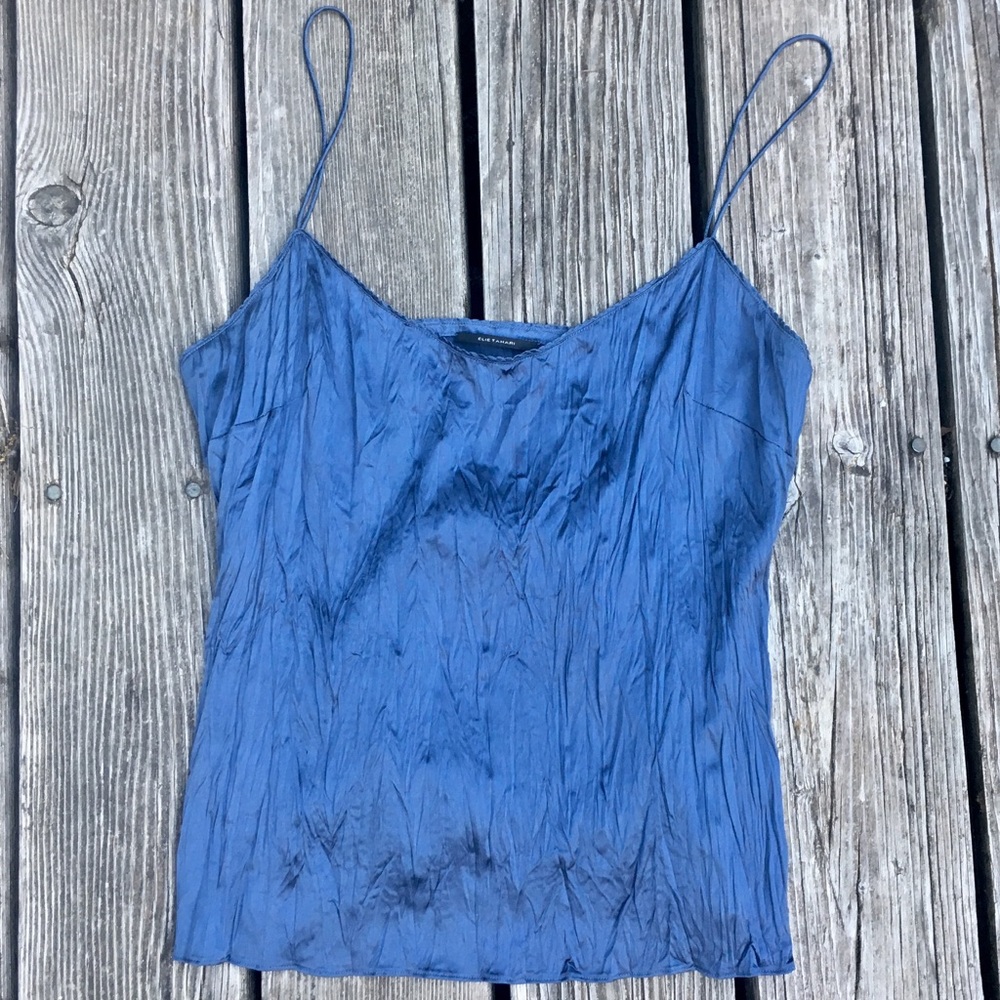 Blue silk tank top