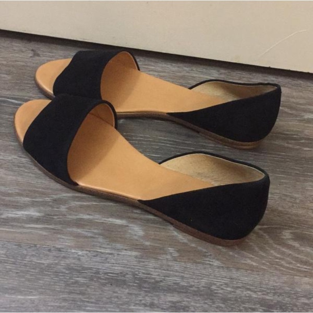 J.Crew Black Suede Peep Toe D'Orsay Sandals