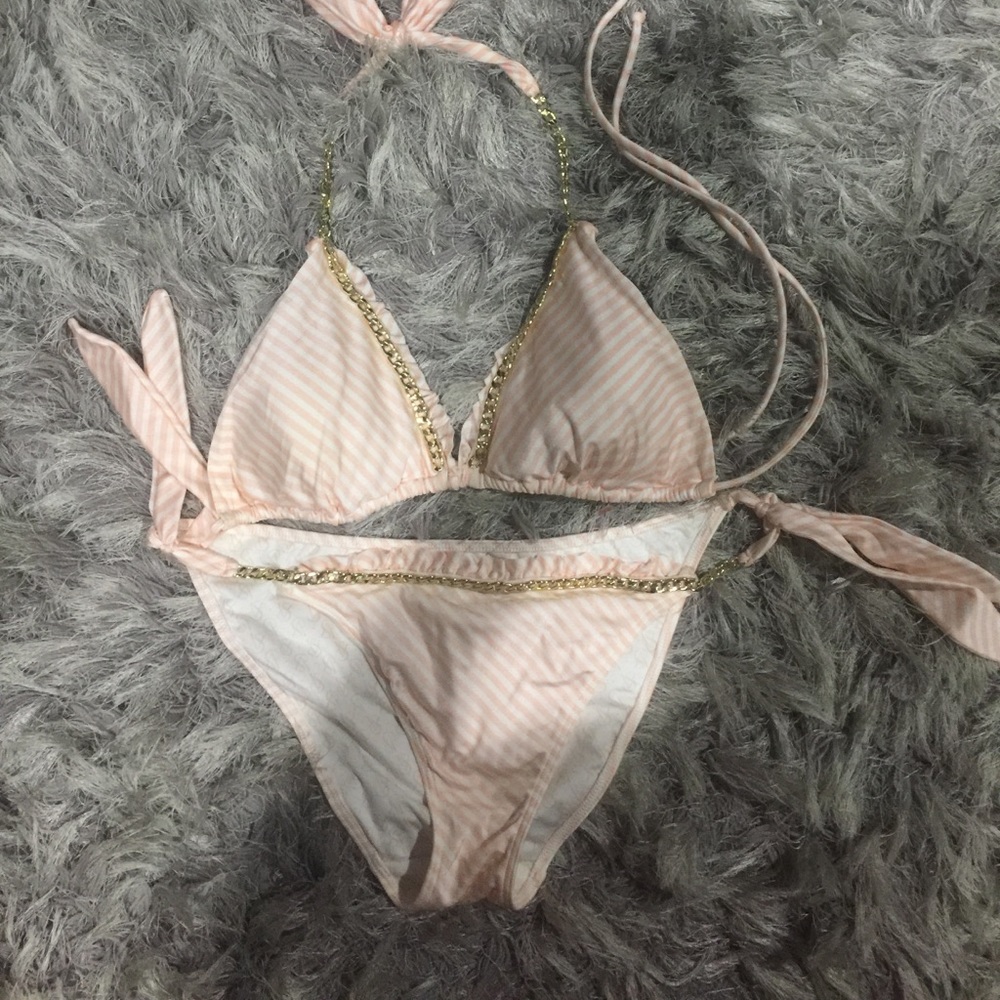 Pink and white striped Victoria's Secret Bikini