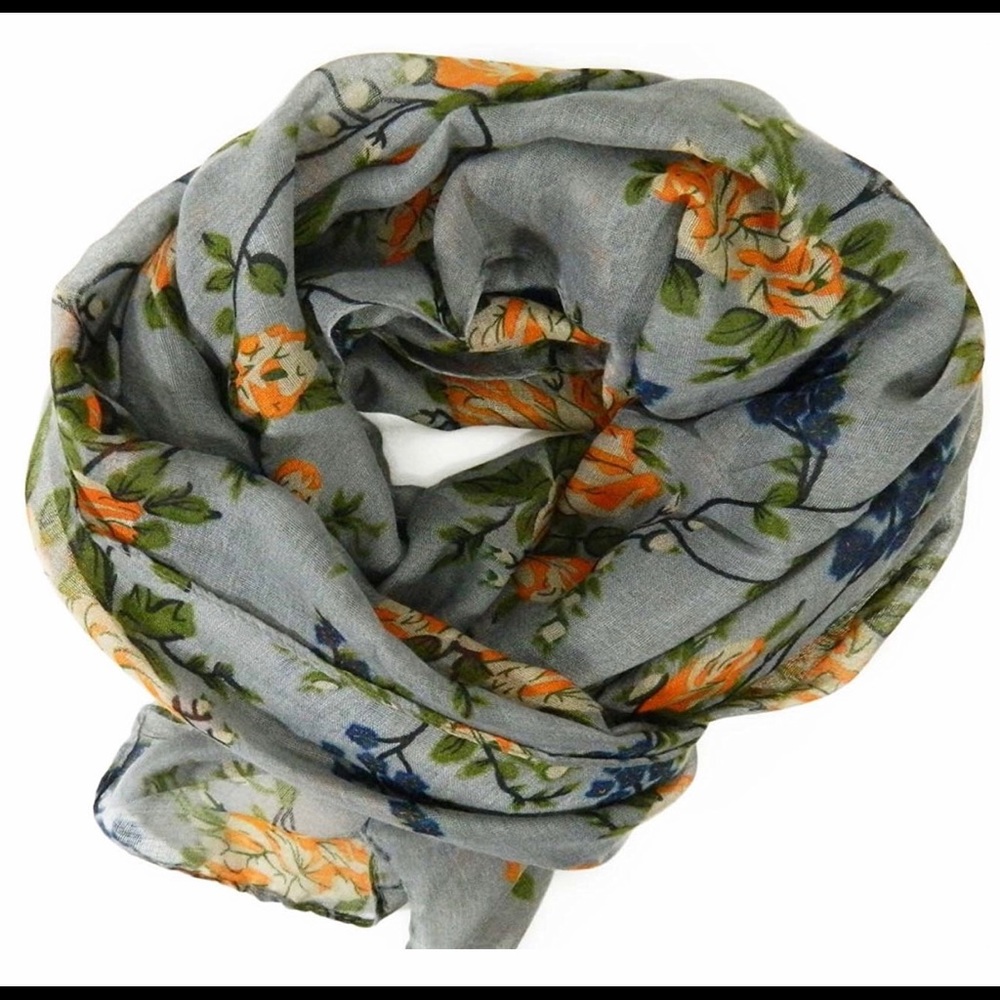 Brand New Oversized Multi Color Brown Floral Scarf - Picture 4 of 4