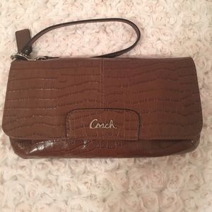 Like-New Coach Wristlet in Light Brown Leather