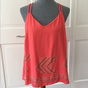 Orange studded tank top
