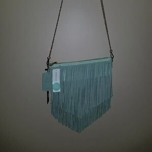 Mint color...suede fringe bag