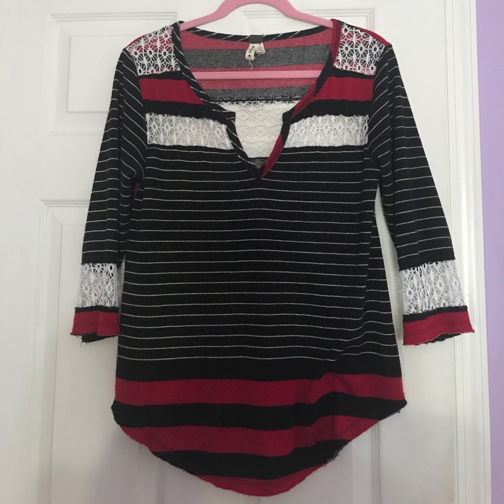 black, white and red Free People sweater
