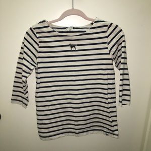 The Black Dog women's striped quarter sleeve top
