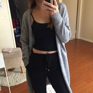 Grey Fuzzy Midi Cardigan