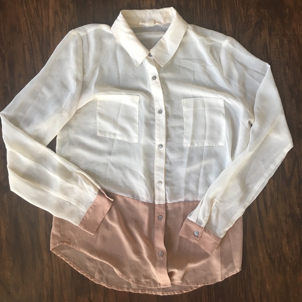 DONATED White & Nude Sheer Blouse