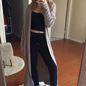 Long Tan Knit Cardigan