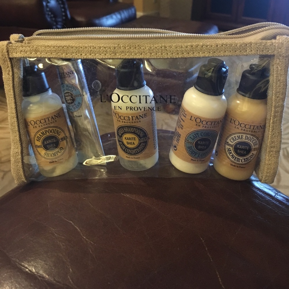 Travel case with L'Occitane en Provence toiletries
