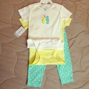 New With Tags! Polka dot and sea horses 3-piece