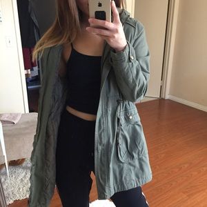 Faux Fur Hoodie Utility Jacket