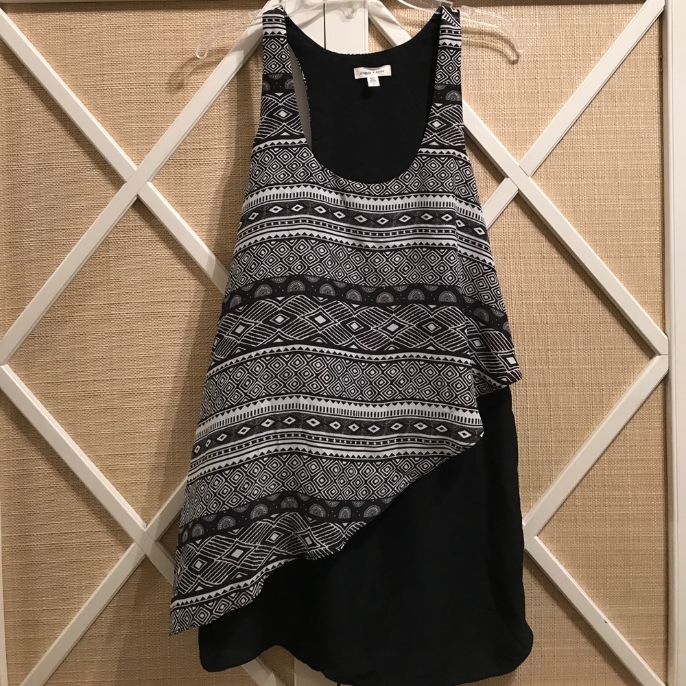 Asymmetrically tiered tribal print dress urban
