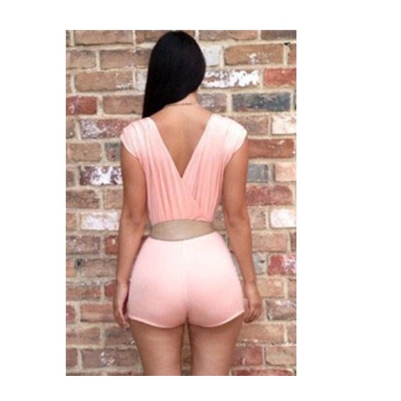 Pink Ruffled Romper w/ Belt - Picture 2 of 2