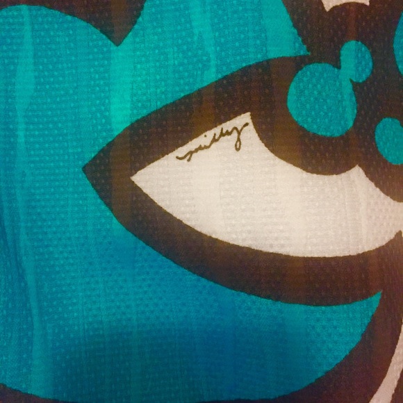 SOLD. Milly Dress Turquoise & brown pattern - Picture 3 of 4