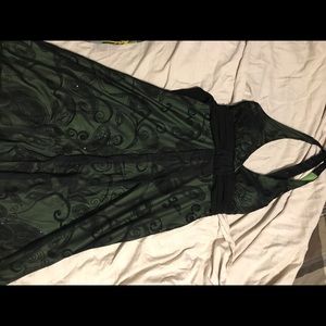 Green and black formal dress