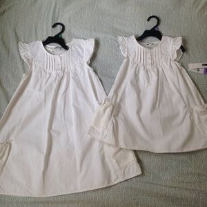 7T and 3T matching DKNY white dresses