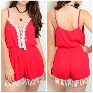🆑2 LEFT! 🎉Red Tassel Romper 💕