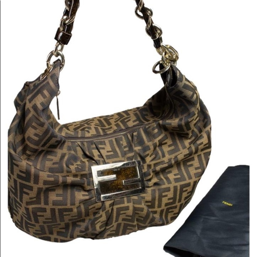Genuine Fendi Zucca Print Hobo Tote - like new