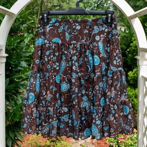 3/$20 Girls Brown skirt with Blue Print