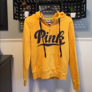 PINK Yellow Half Zip Hoodie