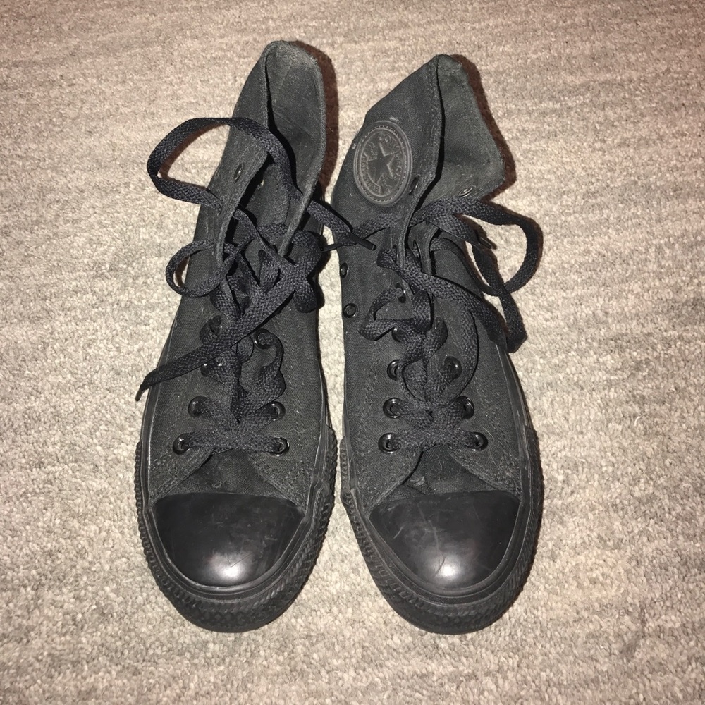 All black high top converse