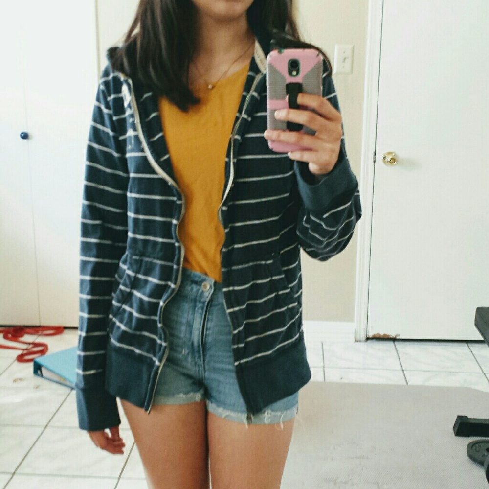 Navy Blue striped hoodie