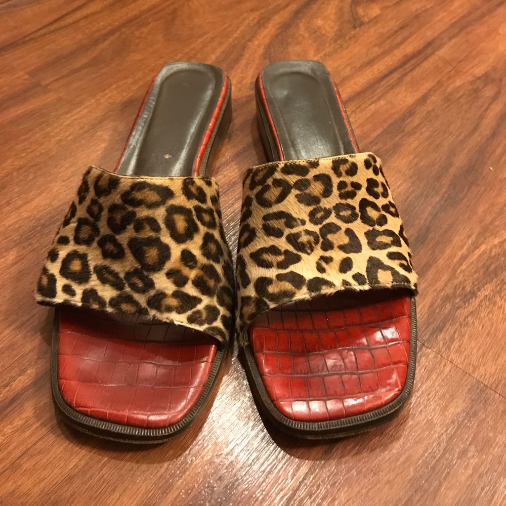 Donald J. Pliner red /cheetah print sandals