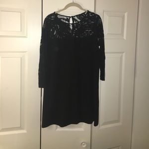 Black, Long sleeve, shift dress