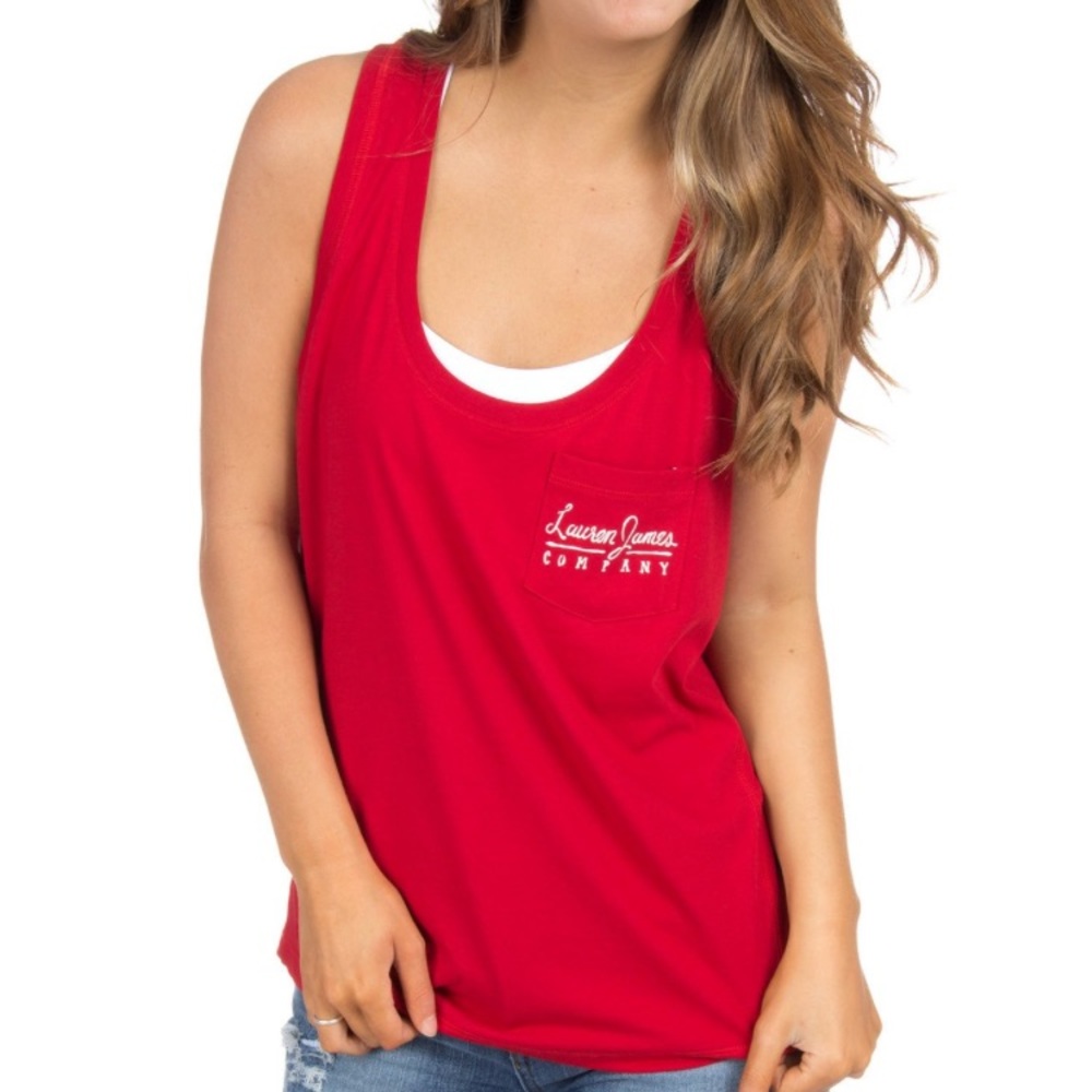 NWT Lauren James Racer Back Logo Tank
