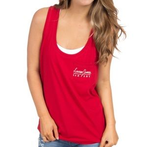 NWT Lauren James Racer Back Logo Tank