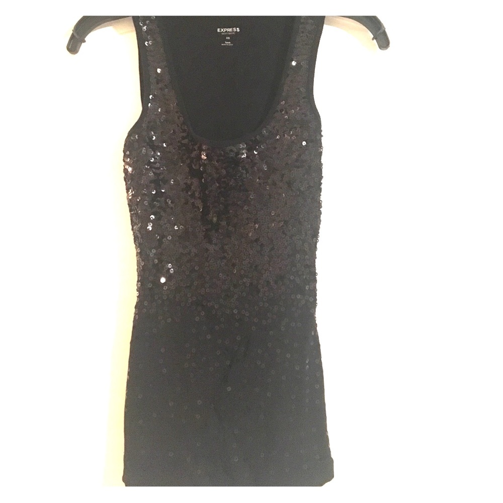 Black cascading sequin tank top