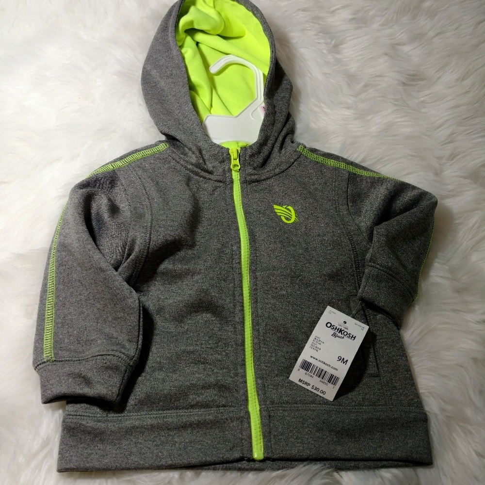 Boys 9-month Oshkosh zip up jacket with hood NWT