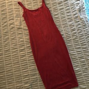 LuLu's Faux Suede Midi Dress