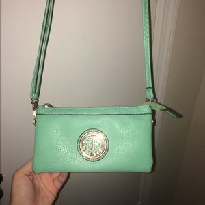 teal messenger purse
