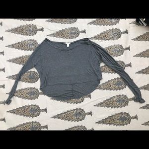 Grey Long Sleeve Crop Top