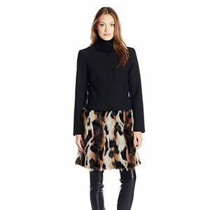Trina Turk Valerian Faux Fur Trim Topper Coat