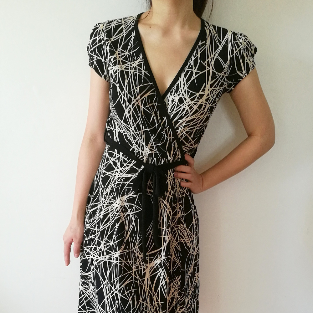 [ Donutz. Inc. ] Black and White Wrap Dress