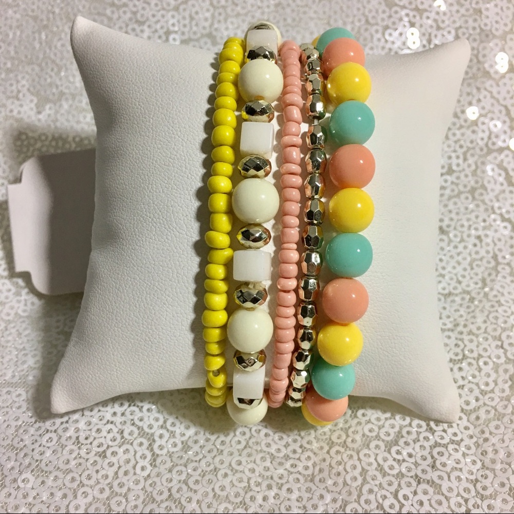 Ice pastel colored 5 strand bracelet bundle