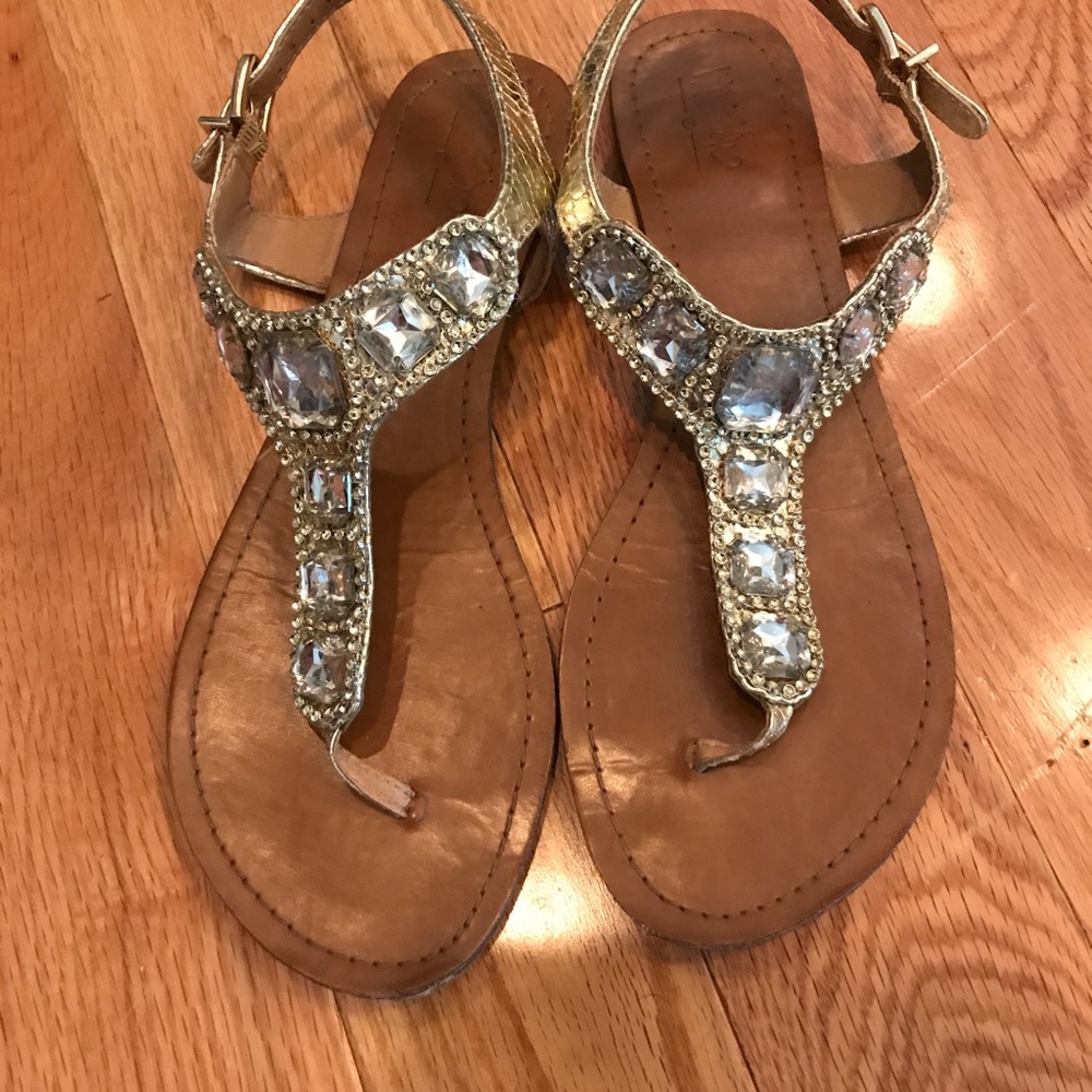 Gold jeweled thong sandal