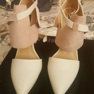Blush and white heels