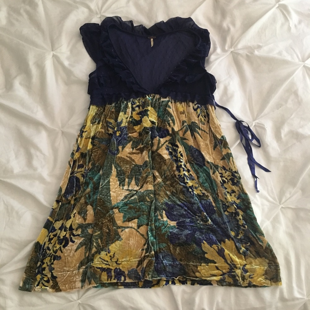 Free people lace and velour floral dress medium