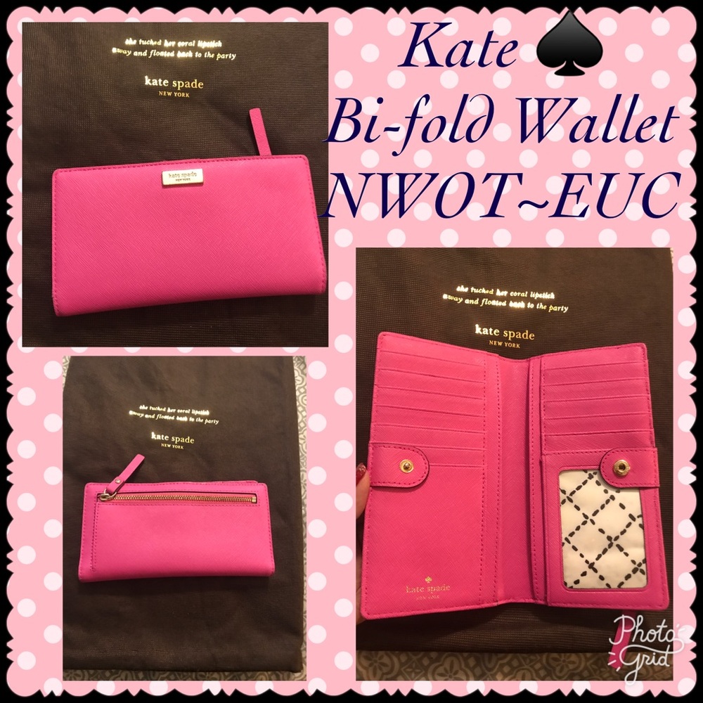 Authentic Kate ♠️ bi-fold hot pink wallet! 💟⭐️💯
