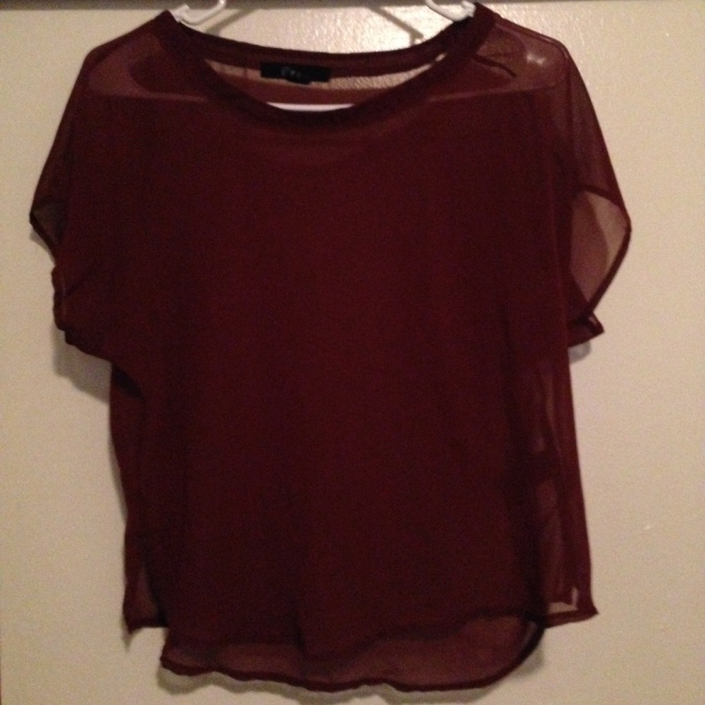 Small burgundy sheer shirt