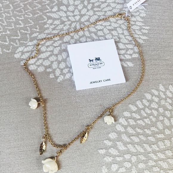 ✨COACH✨SOLD Authentic Rosebud & Leaf Necklace! - Picture 3 of 8