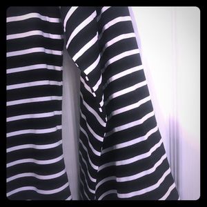 Black & white striped off the shoulder bell sleeve