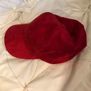 Red suede baseball hat