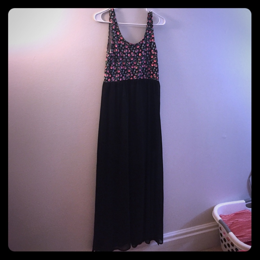 H&M short dress with sheer maxi overlay