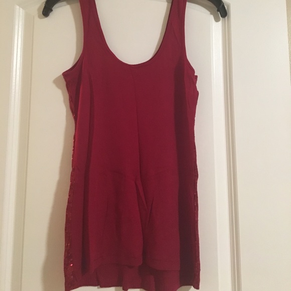 Express Red Sequin Tank Size Small - Picture 2 of 2