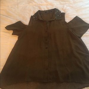 Army Green Top With Beading